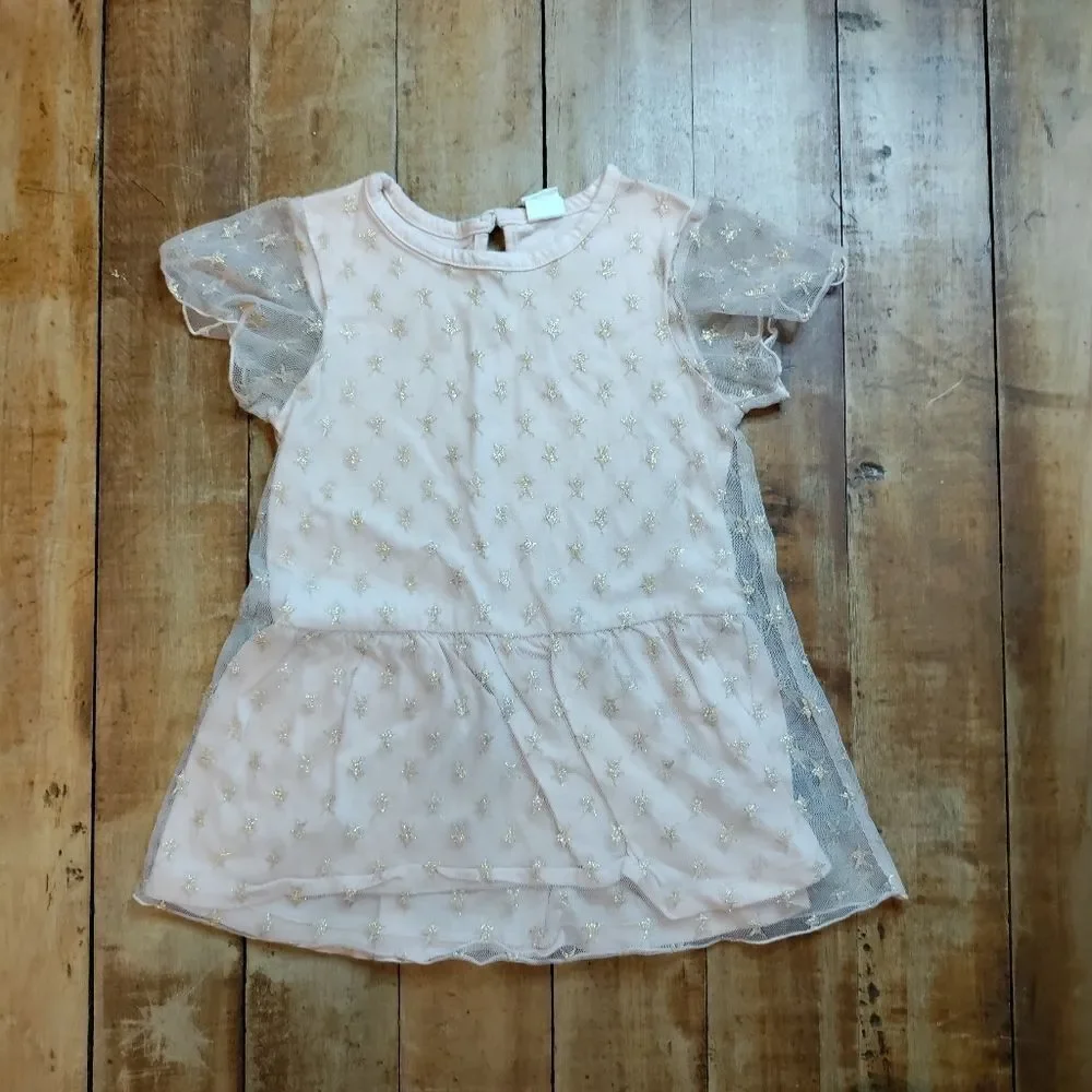 Gap shirt 2T blush tulle gold tunic shirt summer lightweight dress glitter